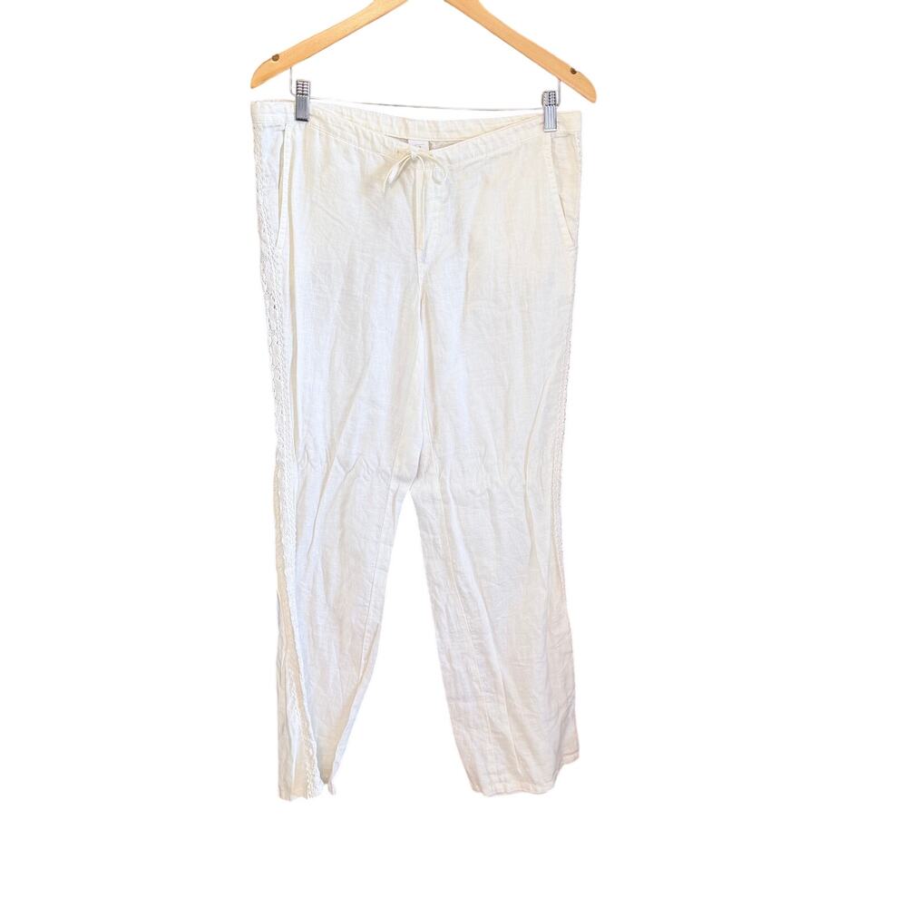 London Jean 100% linen white pants size 6 coastal breathable natural fibers